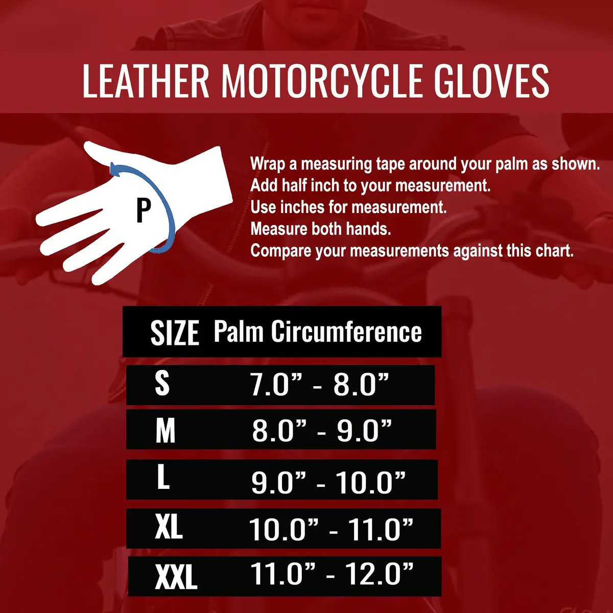 Jackets 4 Bikes Perforated Black Leather Motorcycle Gloves Small | Premium Aniline Goat Leather with Gel Palm Grip - view 5