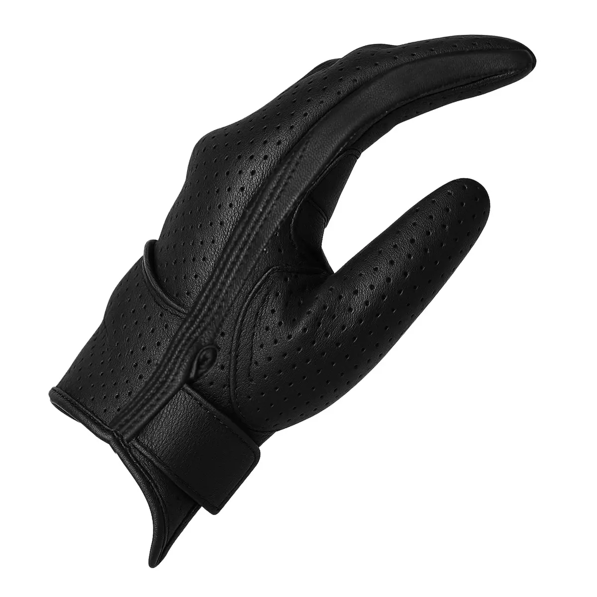 Jackets 4 Bikes Perforated Black Leather Motorcycle Gloves Small | Premium Aniline Goat Leather with Gel Palm Grip - view 8
