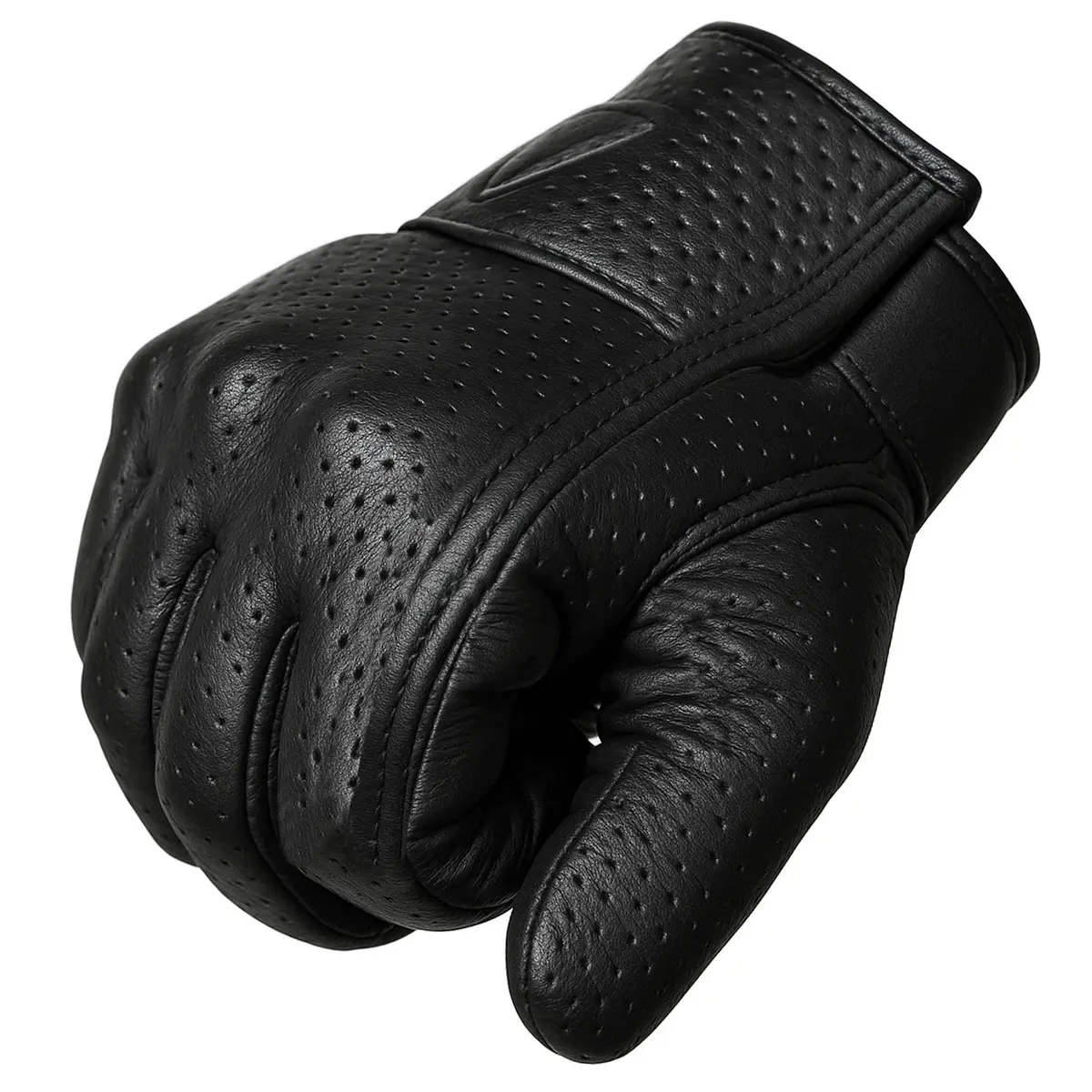 Jackets 4 Bikes Perforated Black Leather Motorcycle Gloves Small | Premium Aniline Goat Leather with Gel Palm Grip - view 2