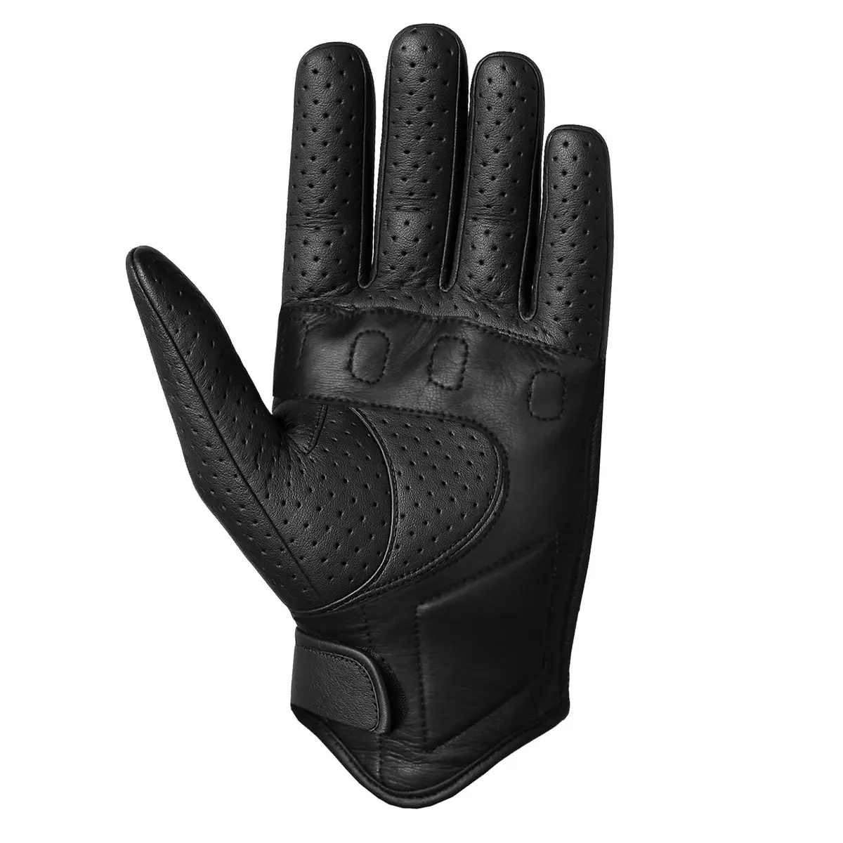 Jackets 4 Bikes Perforated Black Leather Motorcycle Gloves Small | Premium Aniline Goat Leather with Gel Palm Grip - view 3