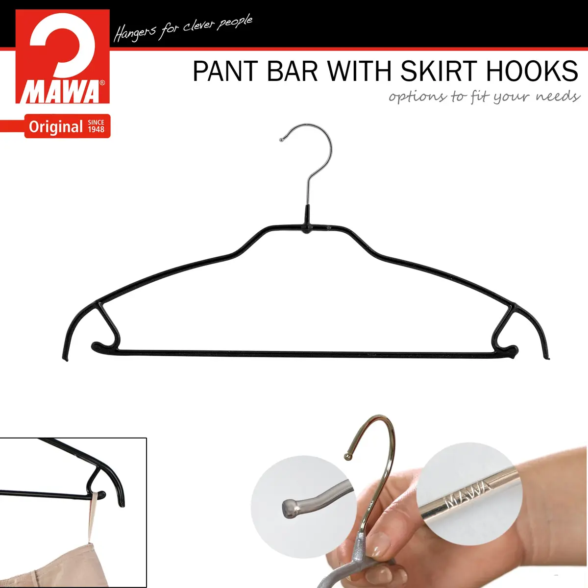MAWA Clothes Hanger Silhouette Series 2 Pack | Space-Saving Non-Slip German Quality - view 4