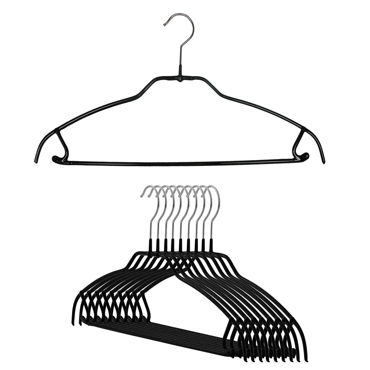MAWA Silhouette Ultra-Thin Series Clothes Hanger 16.25" Black | Space Saving, Non-Slip, Pant & Skirt Hooks - main product image