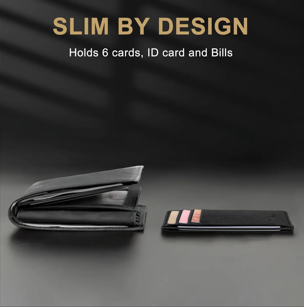 Travelambo Slim Wallet Front Pocket Minimalist Leather RFID Blocking Medium Size | Compact & Secure - view 7