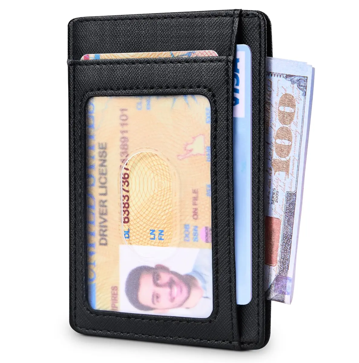 Travelambo Slim Wallet Front Pocket Minimalist Leather RFID Blocking Medium Size | Compact & Secure - view 2
