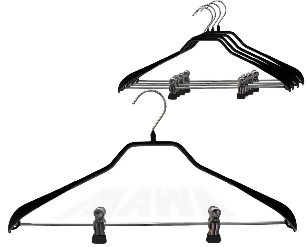 MAWA Clothes Hanger with Clips | Non-Slip Space Saving Design, 5 Pack, Black - main product image