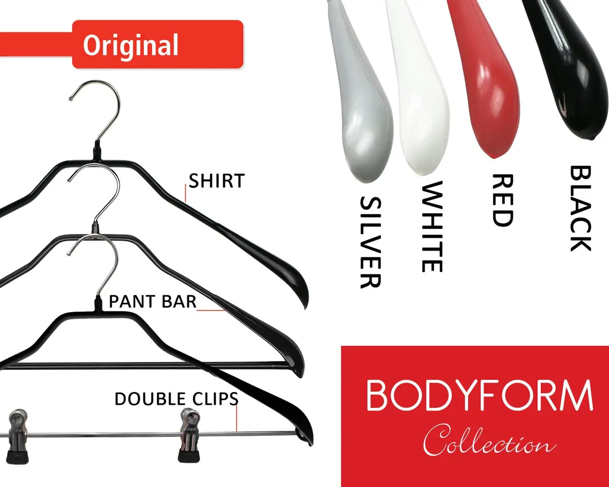 MAWA Clothes Hanger with Clips | Non-Slip Space Saving Design, 5 Pack, Black - view 5