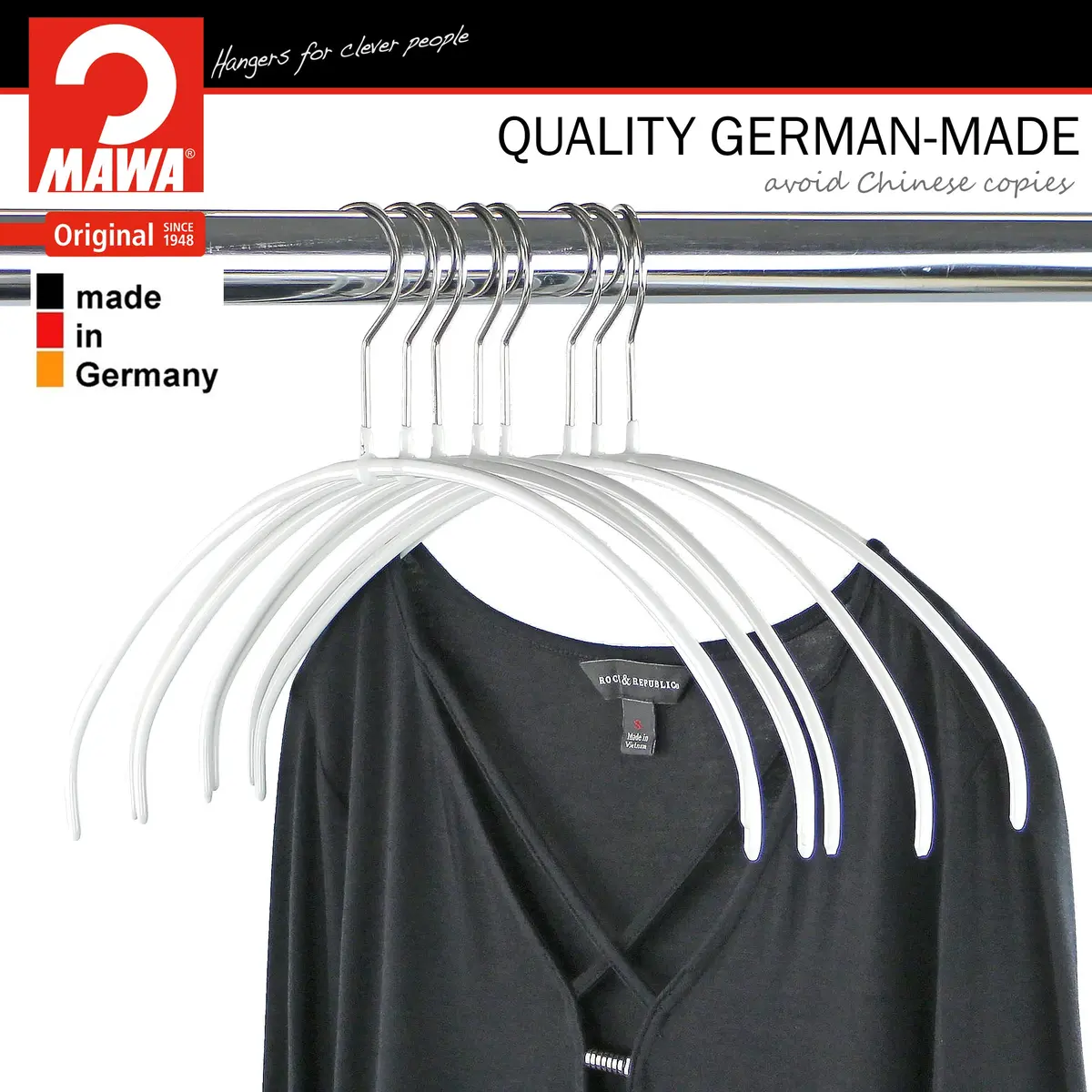 MAWA Clothes Hanger Euro Ultra-Thin Non-Slip Space Saving White | Supports 8 lbs, Maximize Closet Space - view 4