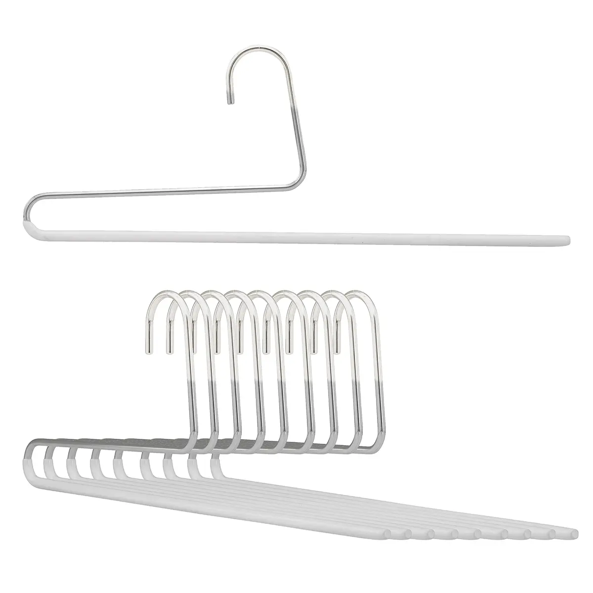 MAWA Reverse Hook Trouser Hanger Set of 10 | Space-Saving, Non-Slip, German Steel - main product image