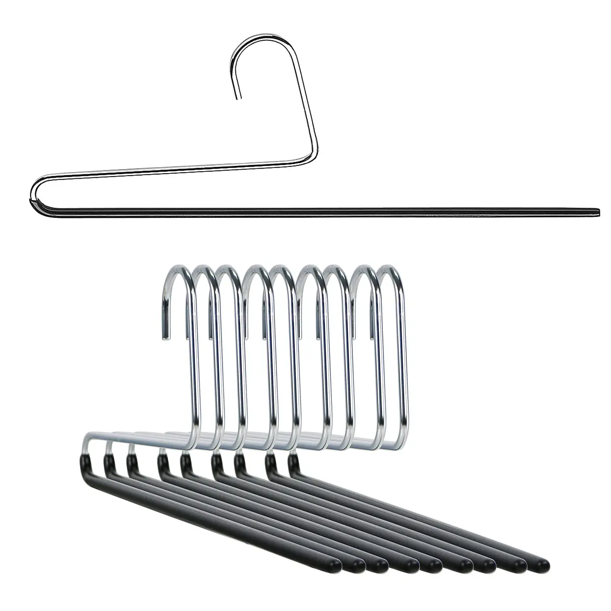 MAWA Reverse Hook Trouser Hanger Set of 10 | Space-Saving, Non-Slip, German Steel - main product image