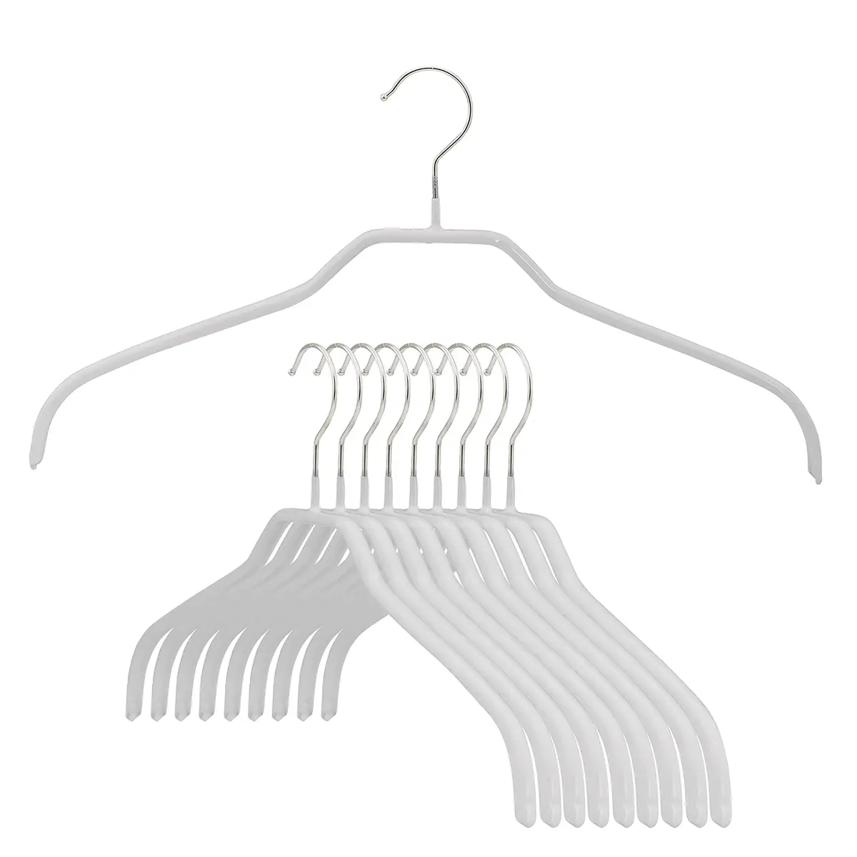 MAWA Silhouette Series Non-Slip Space Saving Clothes Hanger for Shirts & Dresses, Set of 10, White | German Steel Support - main product image