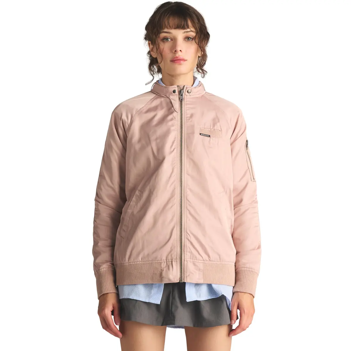 Members Only Iconic Boyfriend Jacket for Women with Satin Finish (Brush, Medium) | Oversized, Long Fit, Satin - view 2