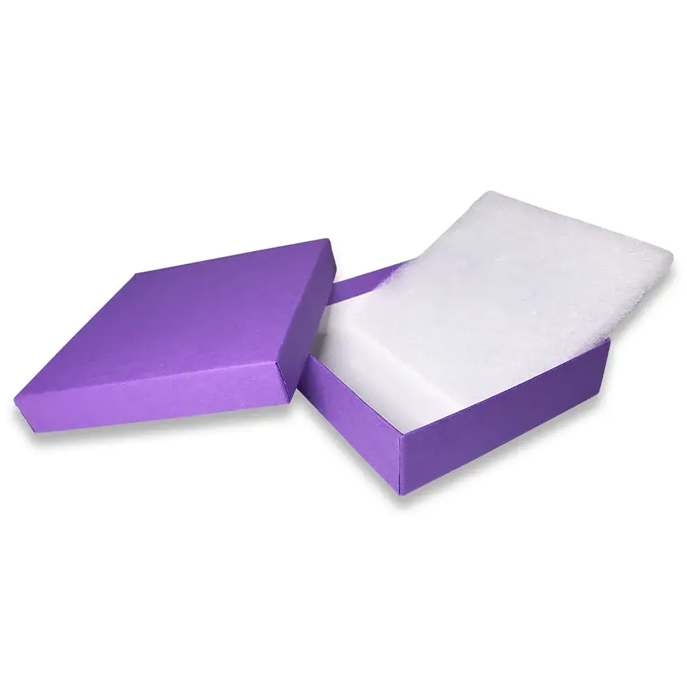 888 Display Purple Cotton Filled Jewelry Boxes 15-Pack 8.9cm x 8.9cm x 2.2cm | Ideal for Gifting & Display - view 3