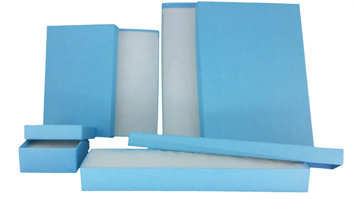 888 Display Light Blue Kraft Jewelry Boxes, 15 Count, 8.9cm (3.5") x 8.9cm (3.5") x 2.2cm (7/8") | USA-Sourced Gift Boxes for Jewelry - view 2