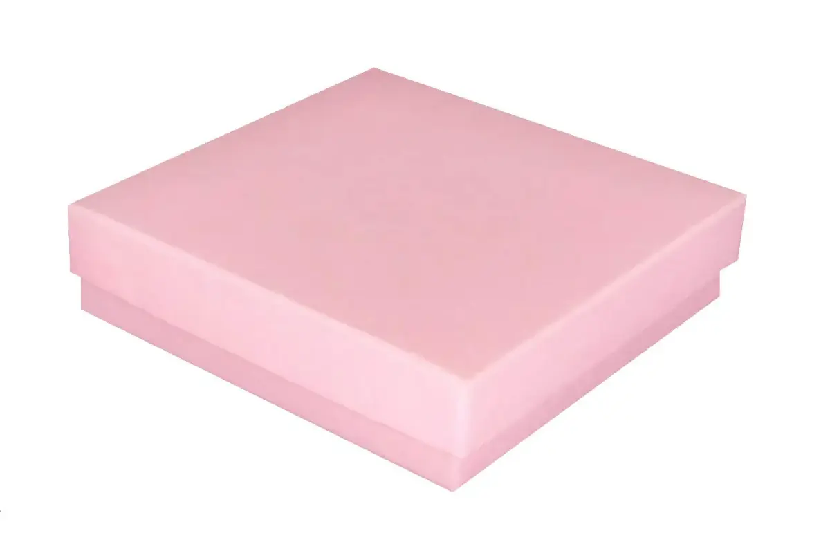 888 Display Light Pink Kraft Jewelry Boxes | Pack of 15, 3.5" x 3.5" x 0.875" (8.9cm x 8.9cm x 2.2cm) with Cotton Fill - main product image