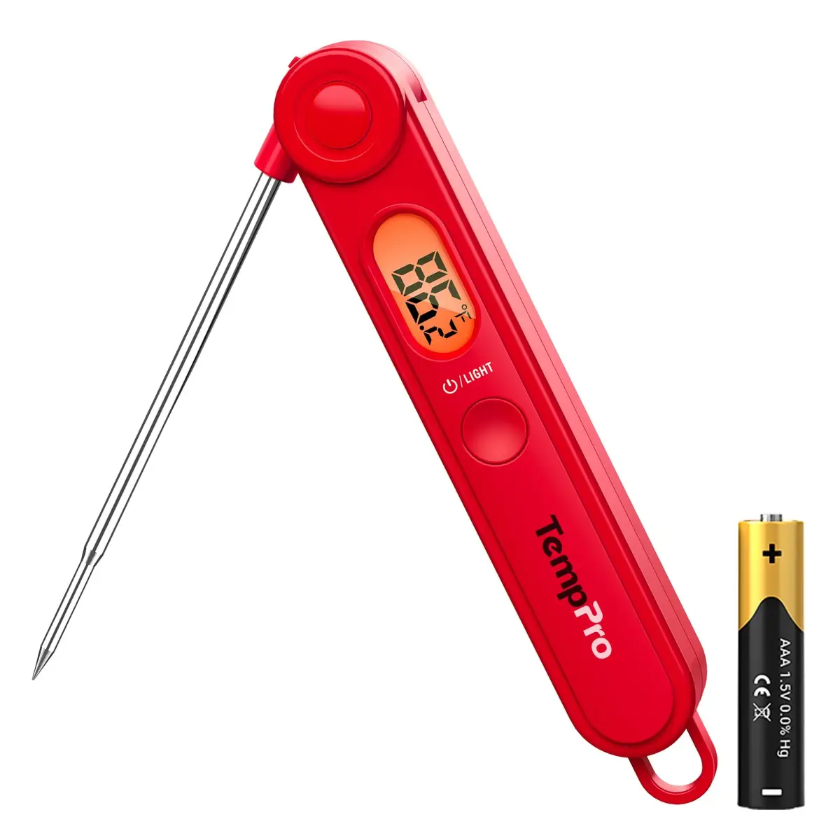TempPro TP03B Digital Meat Thermometer with Backlight | Instant Read Cooking Thermometer for Grill, Smoker, BBQ, Oil, Candy, Bread, Coffee (156g / 5.5oz) - main product image
