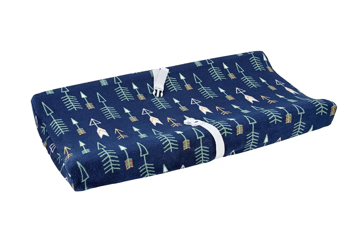 NoJo Aztec Changing Pad Cover | Ultra-Soft Velboa Fabric, 32x16x4 Inch, Navy Arrow Design - main product image