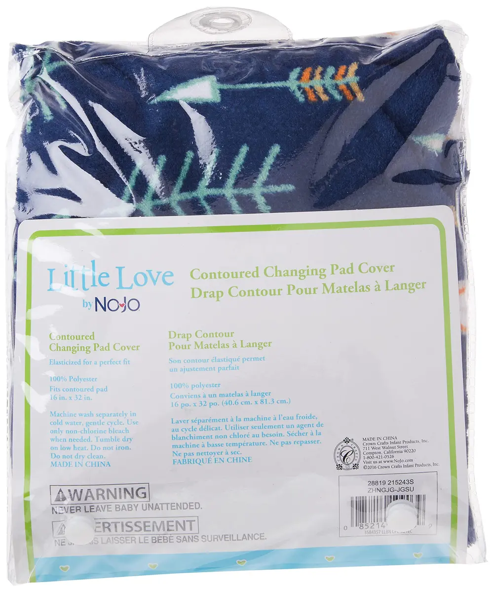 NoJo Aztec Changing Pad Cover | Ultra-Soft Velboa Fabric, 32x16x4 Inch, Navy Arrow Design - view 6