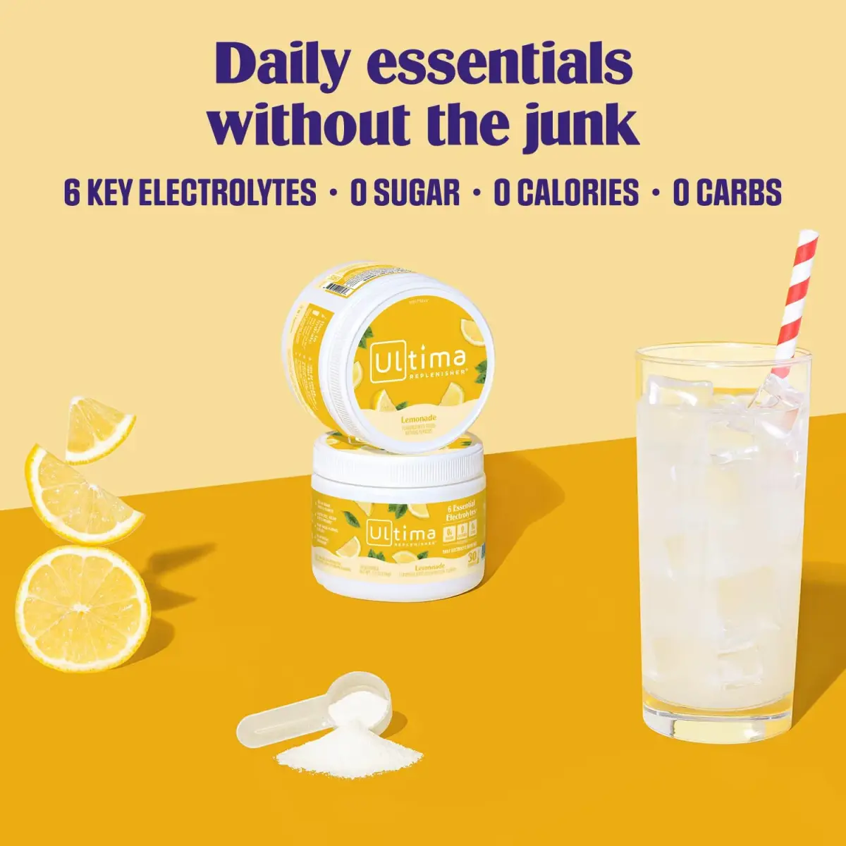 Ultima Replenisher Lemonade Electrolytes Powder 3.7 oz (105 g) | Zero Sugar Hydration - view 2