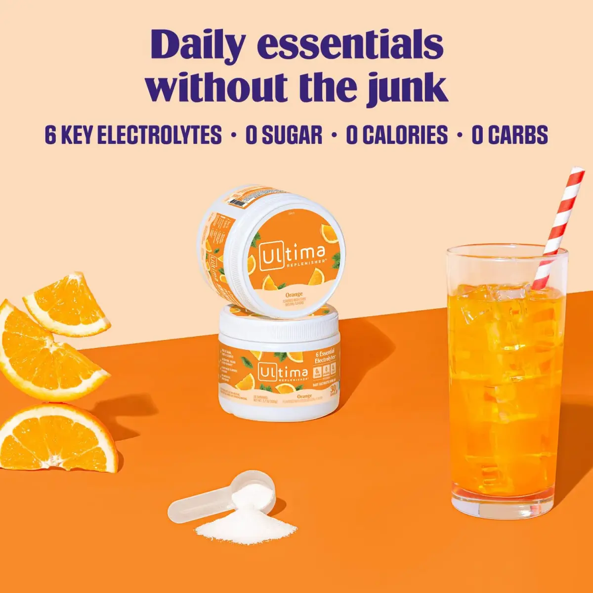 Ultima Replenisher Orange Electrolytes Powder 3.6 oz (102 g) | Zero Sugar Hydration with 6 Key Electrolytes - view 2