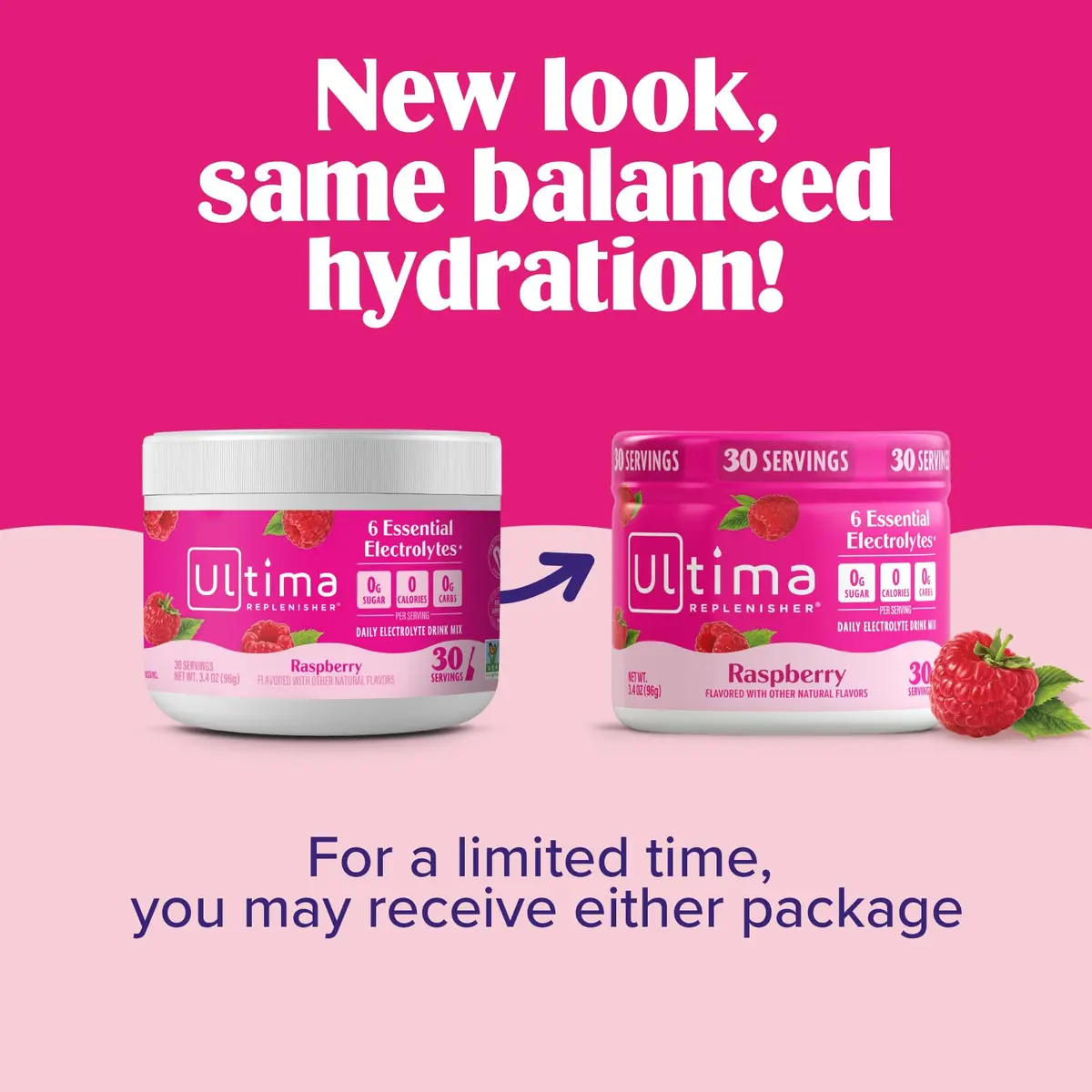 Ultima Replenisher Raspberry Electrolytes Powder 3.2oz (91g) | Hydration with 6 Electrolytes & Minerals - view 4