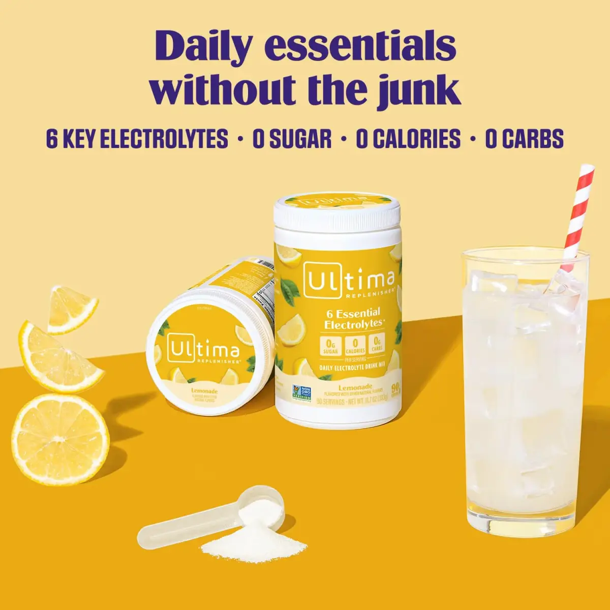 Ultima Replenisher Daily Electrolyte Powder Drink Mix | Lemonade Flavor, 90 Servings (318g/11.1oz) - view 2
