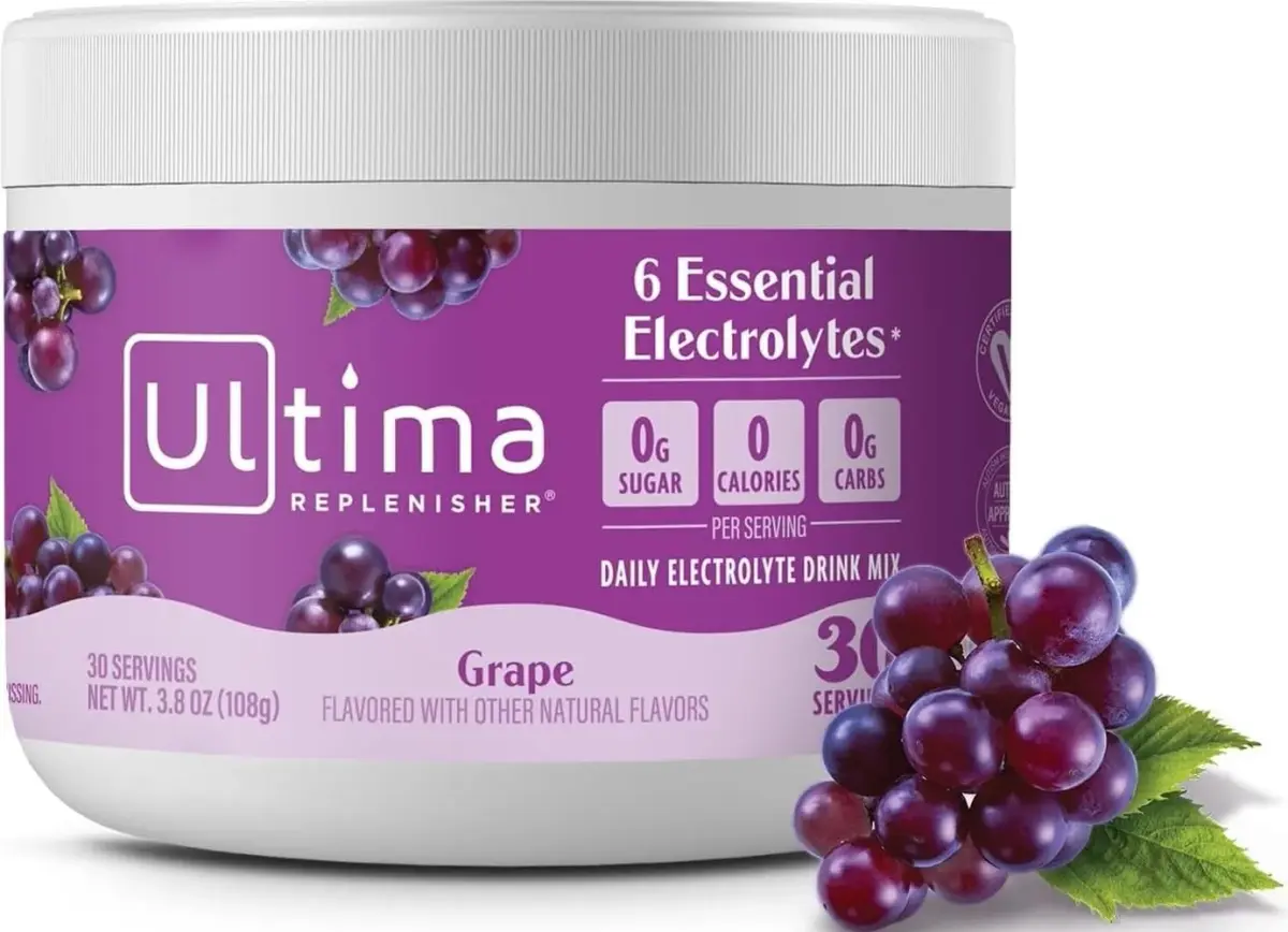 Ultima Replenisher Grape Electrolytes Powder 3.8 oz (108 g) | Zero Sugar Hydration with 6 Key Electrolytes - main product image