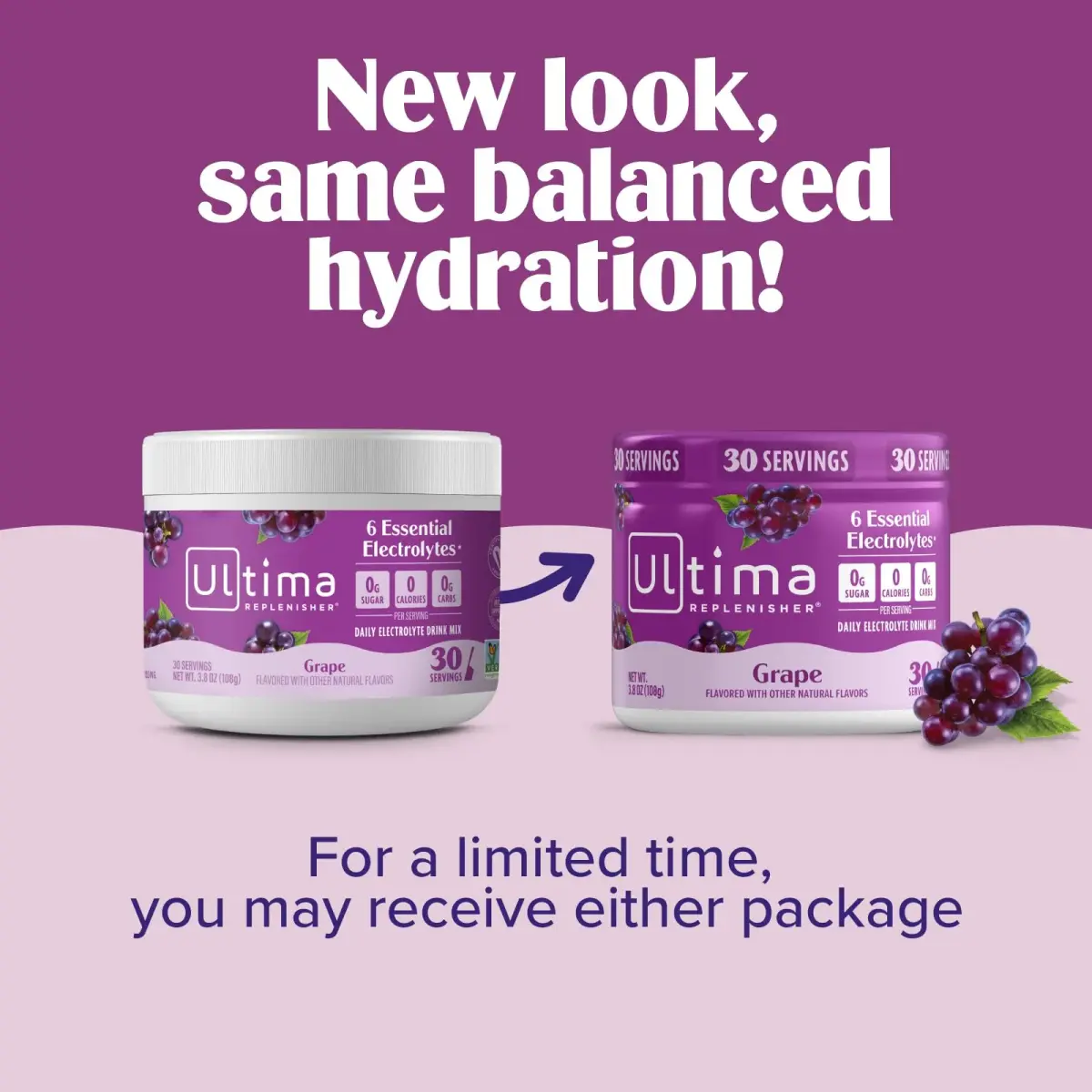Ultima Replenisher Grape Electrolytes Powder 3.8 oz (108 g) | Zero Sugar Hydration with 6 Key Electrolytes - view 4