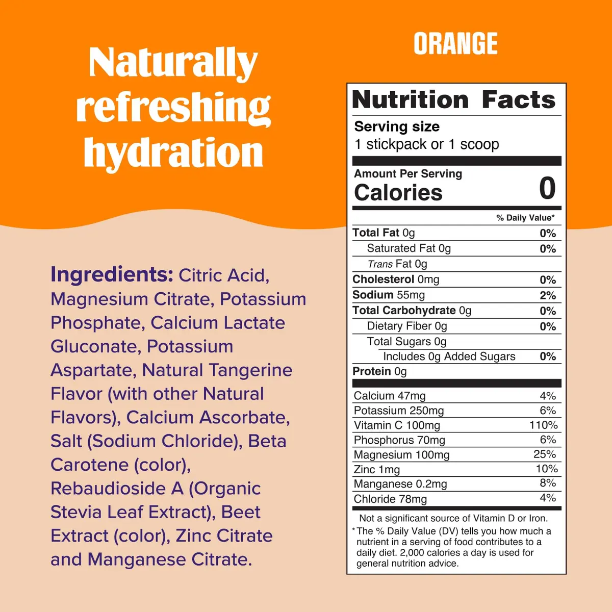 Ultima Replenisher Orange Electrolyte Powder Stickpacks 3.5g (0.12 oz) | 6 Electrolytes + Minerals for Daily Hydration - view 3