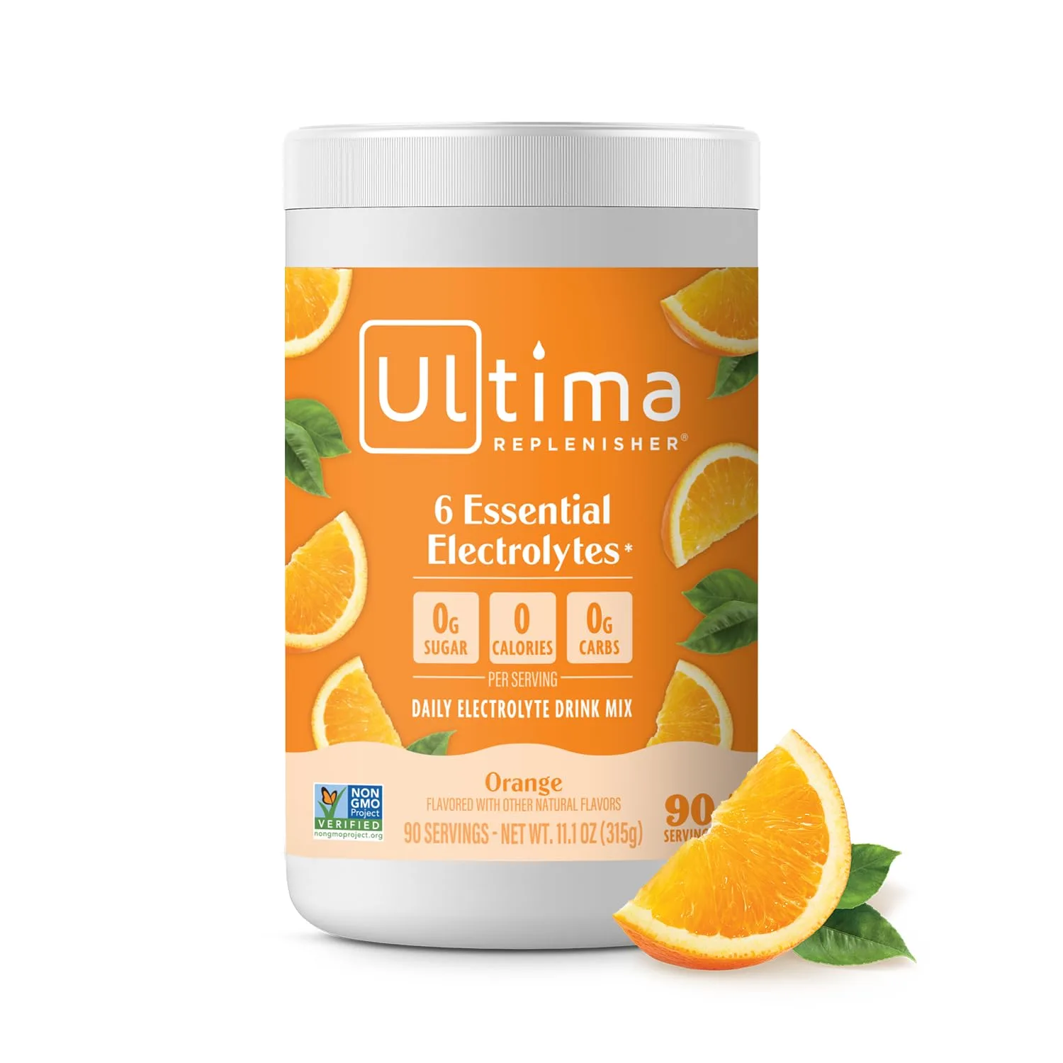 Ultima Replenisher Sugar Free Electrolyte Powder Orange, 90 Servings | Hydration with 6 Key Electrolytes & Trace Minerals - main product image