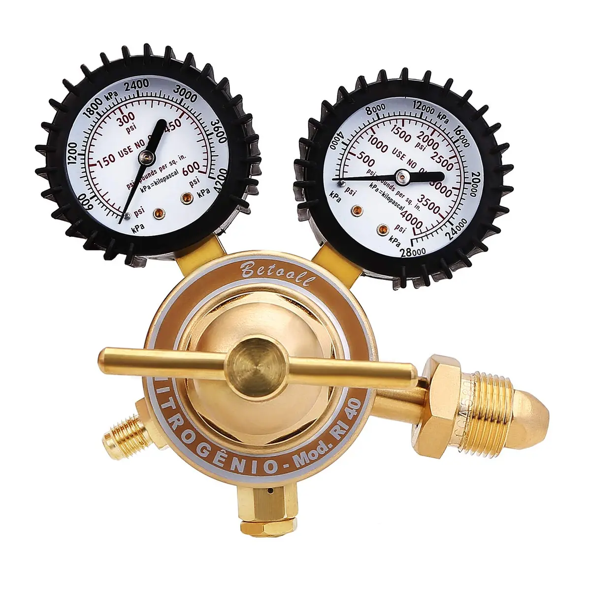 BETOOLL Nitrogen Regulator with 0-600 PSI Brass Inlet & Gauges | Durable, Accurate Pressure Control - main product image
