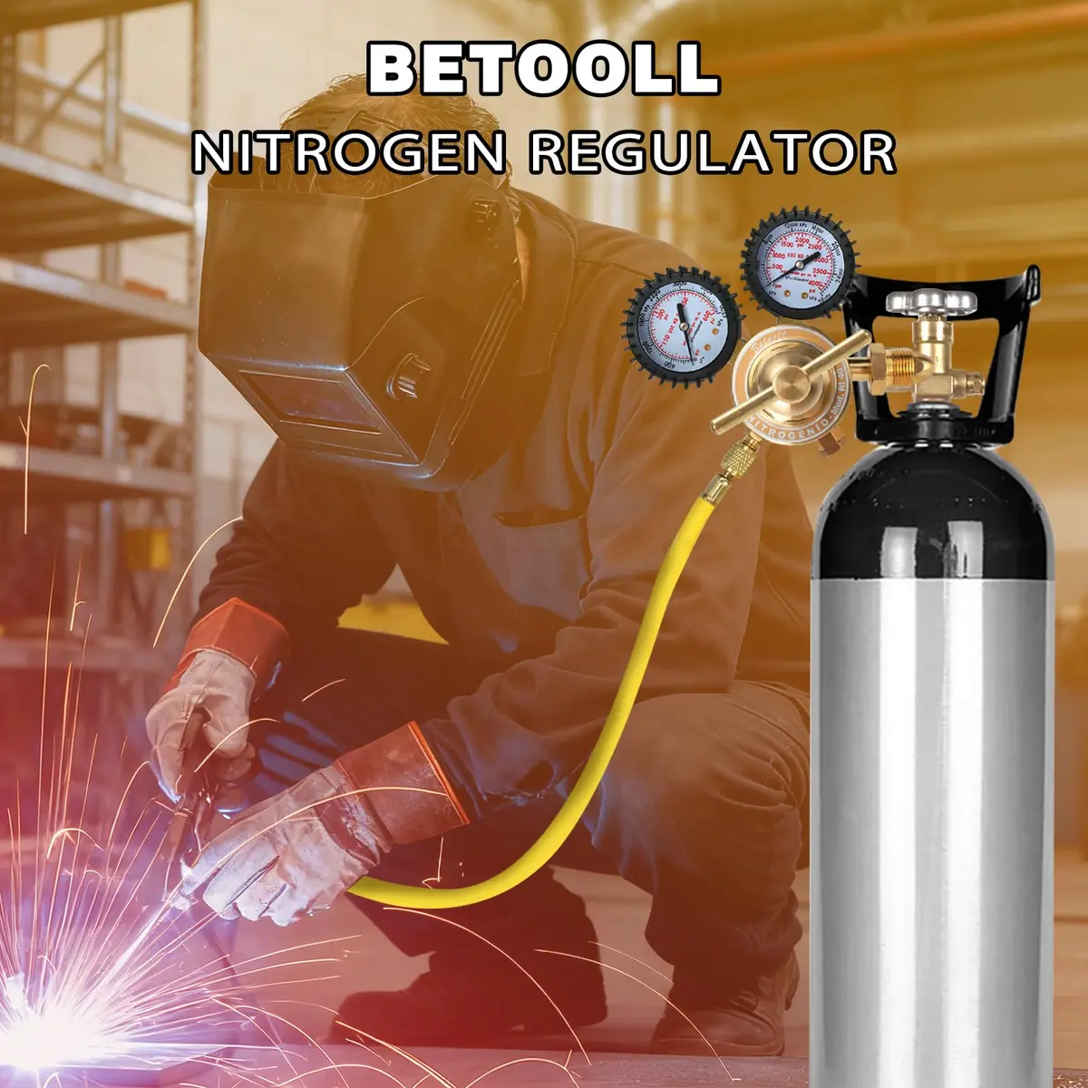 BETOOLL Nitrogen Regulator with 0-600 PSI Brass Inlet & Gauges | Durable, Accurate Pressure Control - view 6