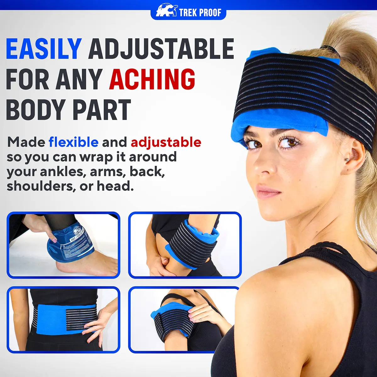 TrekProof Ice Packs for Injuries Reusable 3 Piece Set | Hot & Cold Gel Wrap Support for Recovery & Pain Relief - view 5