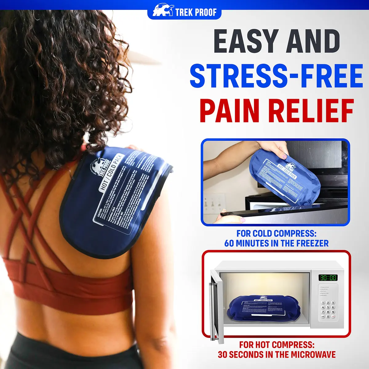 TrekProof Ice Packs for Injuries Reusable 3 Piece Set | Hot & Cold Gel Wrap Support for Recovery & Pain Relief - view 6