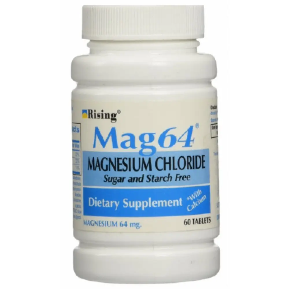 Rising Mag64 Magnesium Chloride with Calcium Tablets 60 Count | Supports Bone & Heart Health - main product image