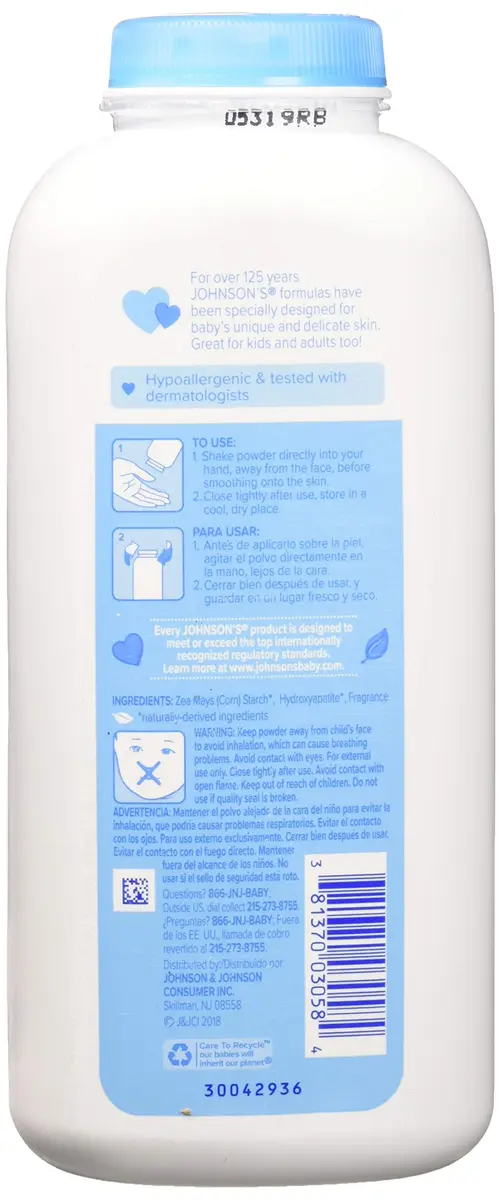 Johnson & Johnson Baby Powder with Aloe Vera & Vitamin-E, 15 oz (6 Pack) | Gently Absorbs Moisture, Keeps Skin Dry & Soft - view 2