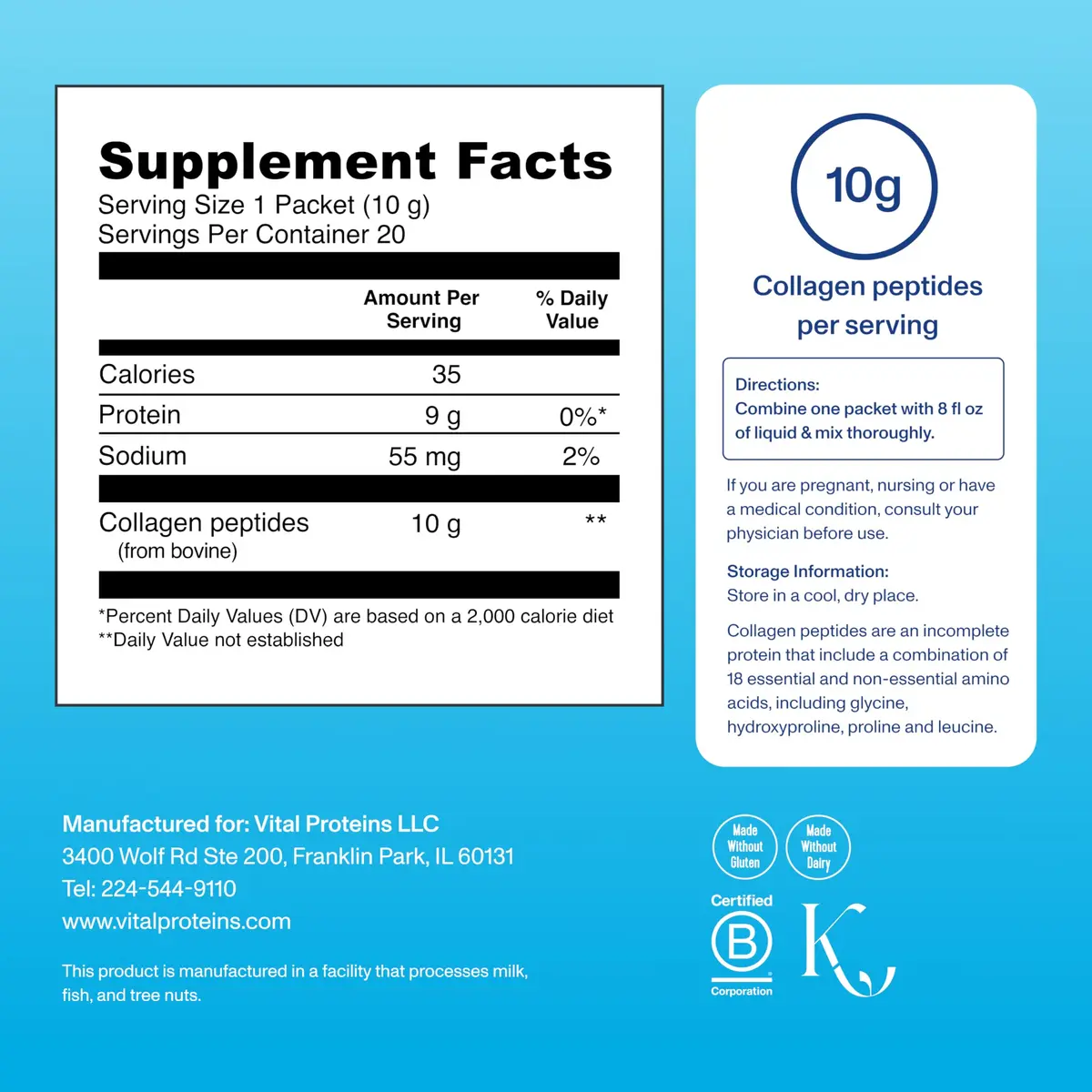 Vital Proteins Collagen Peptides Powder, Unflavored Stick Packs, 20 Count | Supports Hair, Skin & Joints, Travel-Friendly - view 6