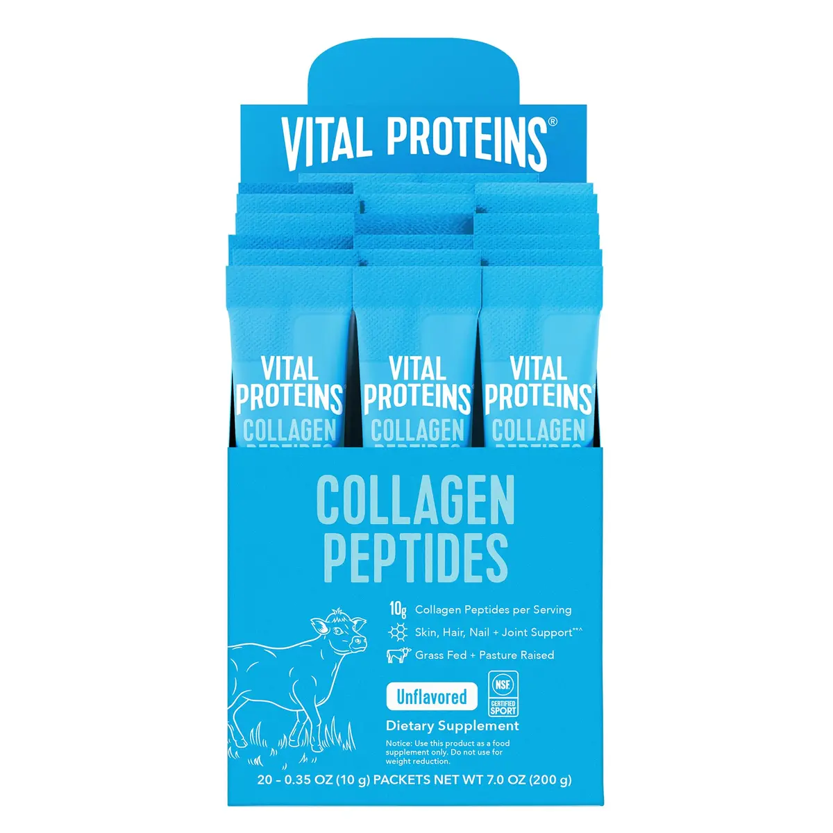 Vital Proteins Collagen Peptides Powder, Unflavored Stick Packs, 20 Count | Supports Hair, Skin & Joints, Travel-Friendly - main product image