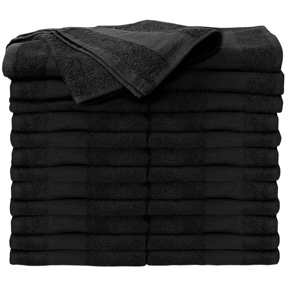 ForPro Professional Collection Bleach Tough Salon Towels, 24ct, Black, 27" L x 16" W | Stain-Resistant Cotton Towels for Salon & Spa - main product image