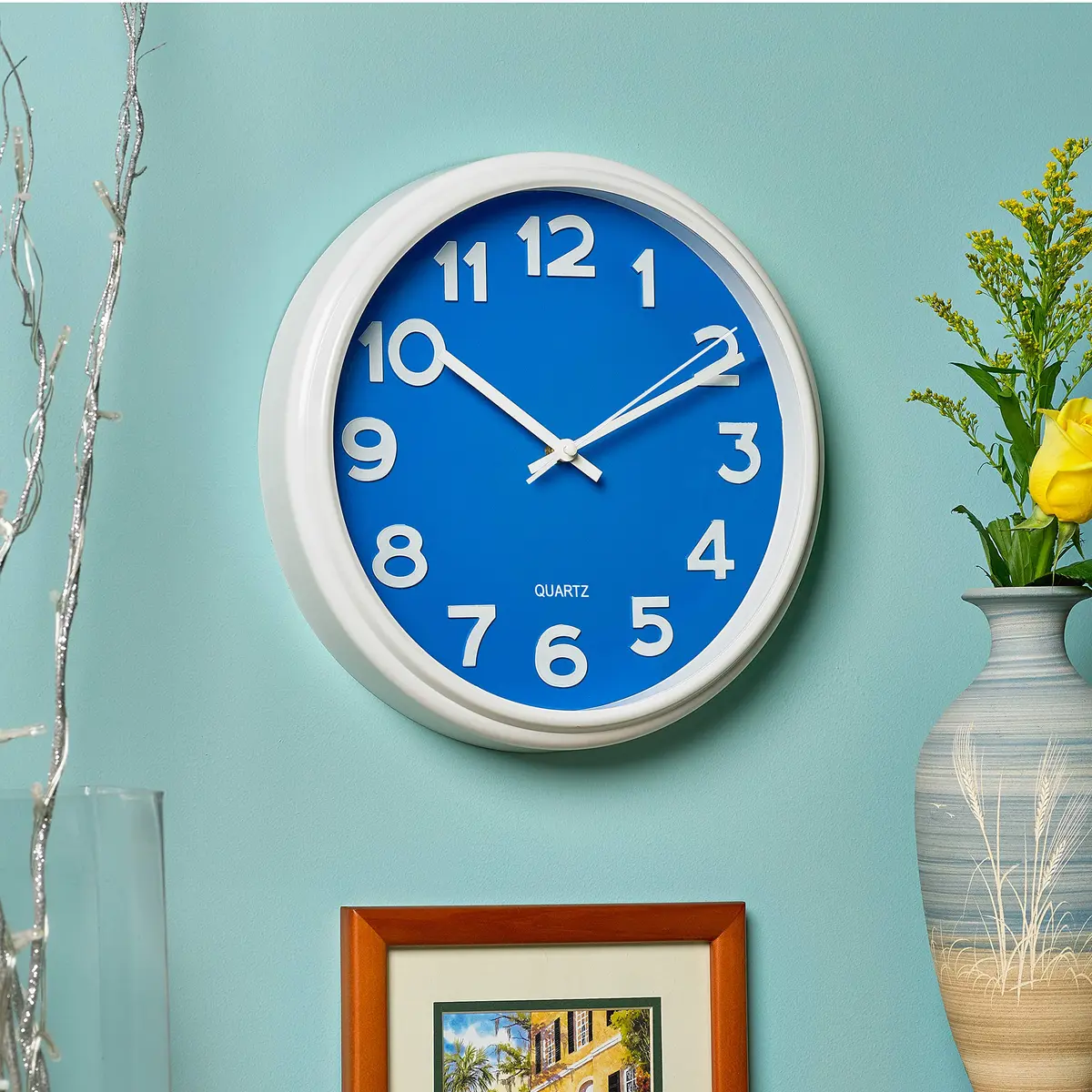 Bernhard Products Blue Wall Clock 12.5 Inch Silent Non-Ticking Modern Stylish Quartz Clocks for Home Kitchen Office Bedroom Boy's Room Nursery Kids School Classroom Battery Operated Easy to Read - view 5