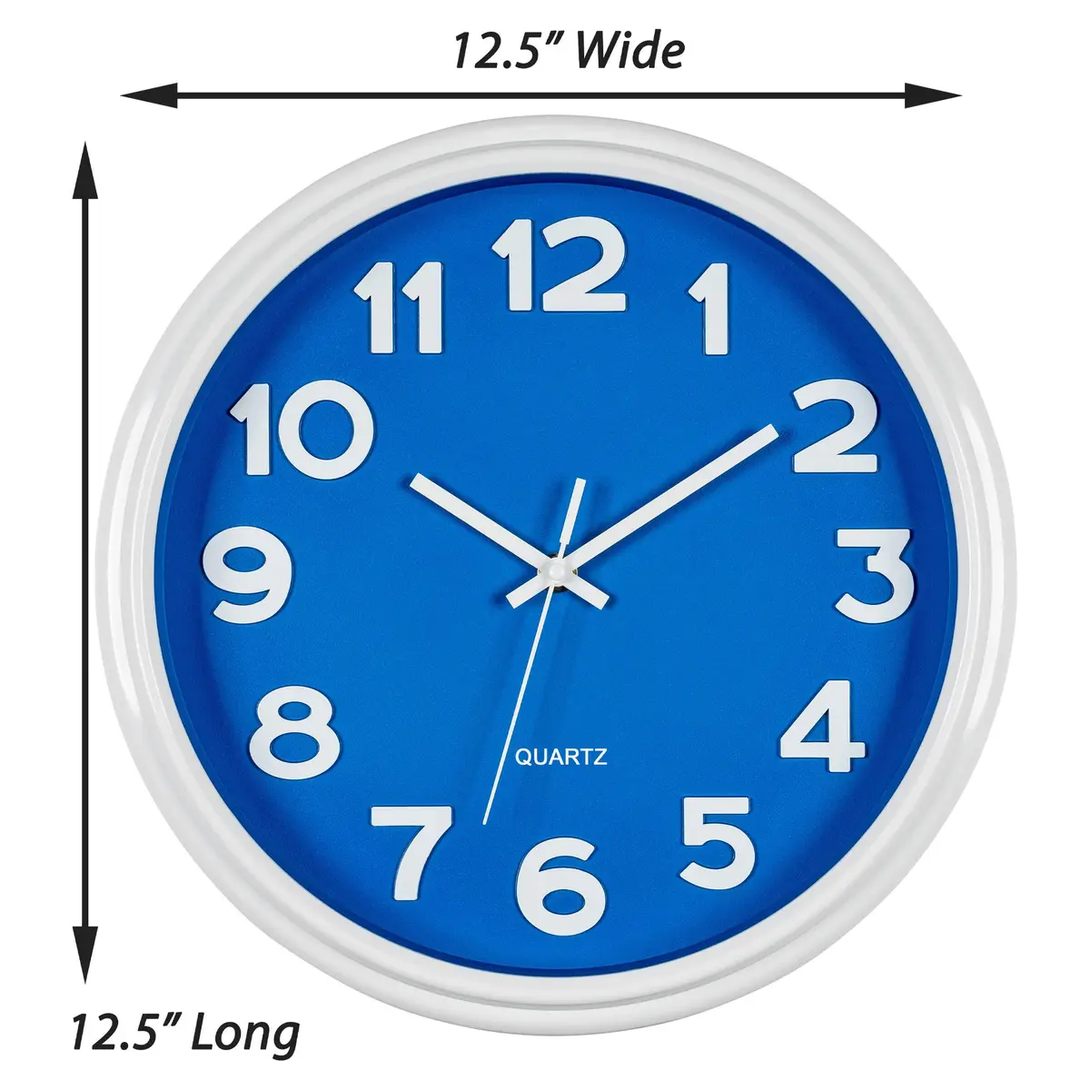 Bernhard Products Blue Wall Clock 12.5 Inch Silent Non-Ticking Modern Stylish Quartz Clocks for Home Kitchen Office Bedroom Boy's Room Nursery Kids School Classroom Battery Operated Easy to Read - view 6