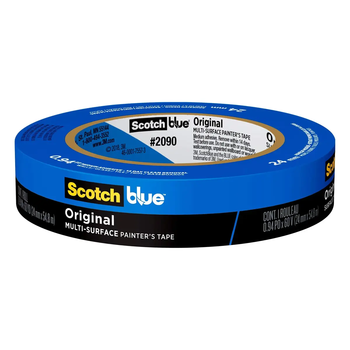 ScotchBlue Original Multi-Surface Painter’s Tape 0.94 inch (24mm) x 60 Yard Rolls (24-Pack) | Clean Release for Walls, Trim, Glass - main product image