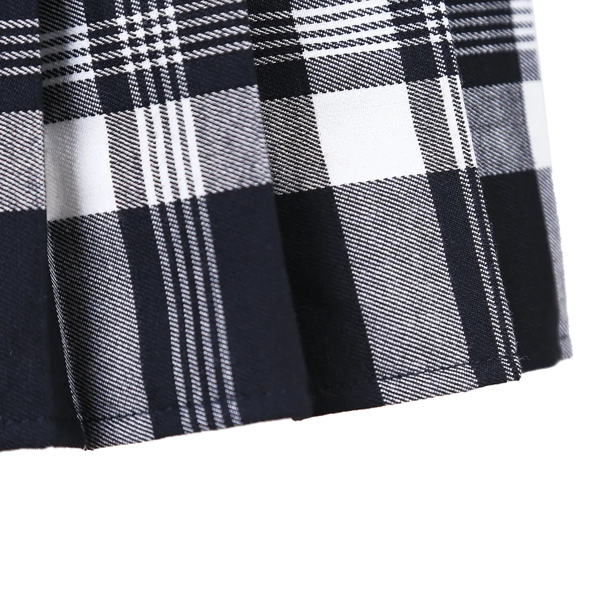 Urban CoCo Women's Elastic Waist Plaid Pleated Skirt Series 1 White | Trendy Mini Skirt for Women - view 5