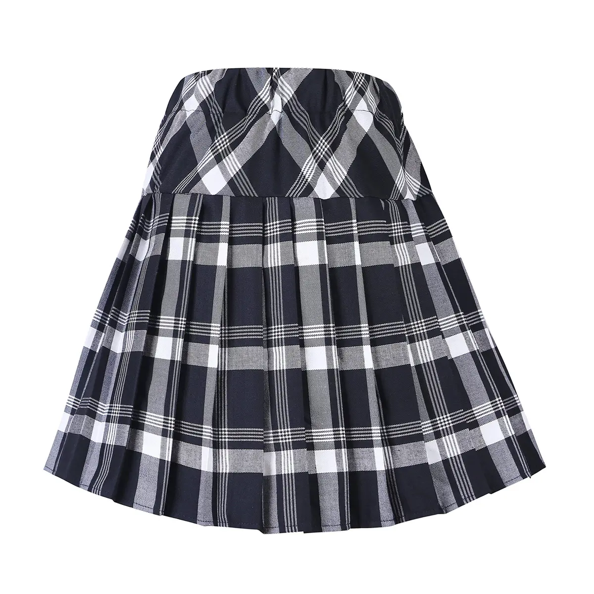 Urban CoCo Women's Elastic Waist Plaid Pleated Skirt Series 1 White | Trendy Mini Skirt for Women - view 8