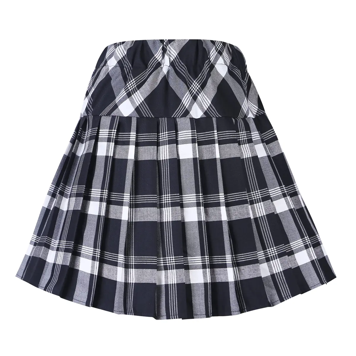 Urban CoCo Women's Elastic Waist Plaid Pleated Skirt Series 1 White | Trendy Mini Skirt for Women - view 3