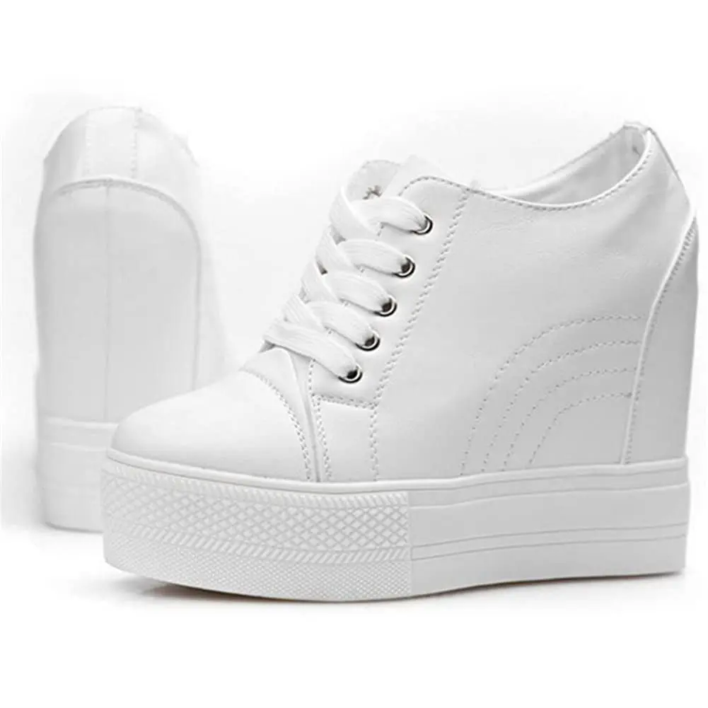 ACE SHOCK Women Wedges Sneakers with Hidden Heel 5.5 US | Fashion Wedding Shoes (White, 5.5 US) - view 6