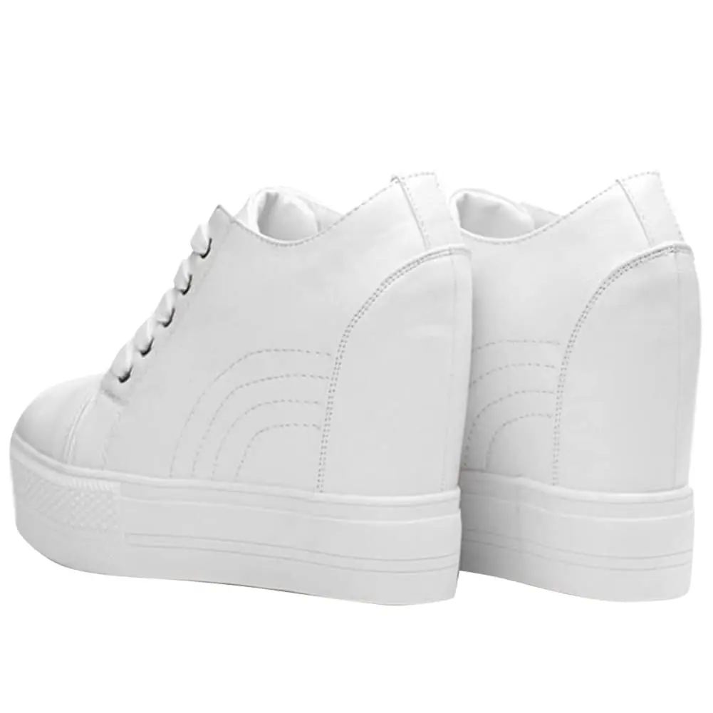 ACE SHOCK Women Wedges Sneakers with Hidden Heel 5.5 US | Fashion Wedding Shoes (White, 5.5 US) - view 2