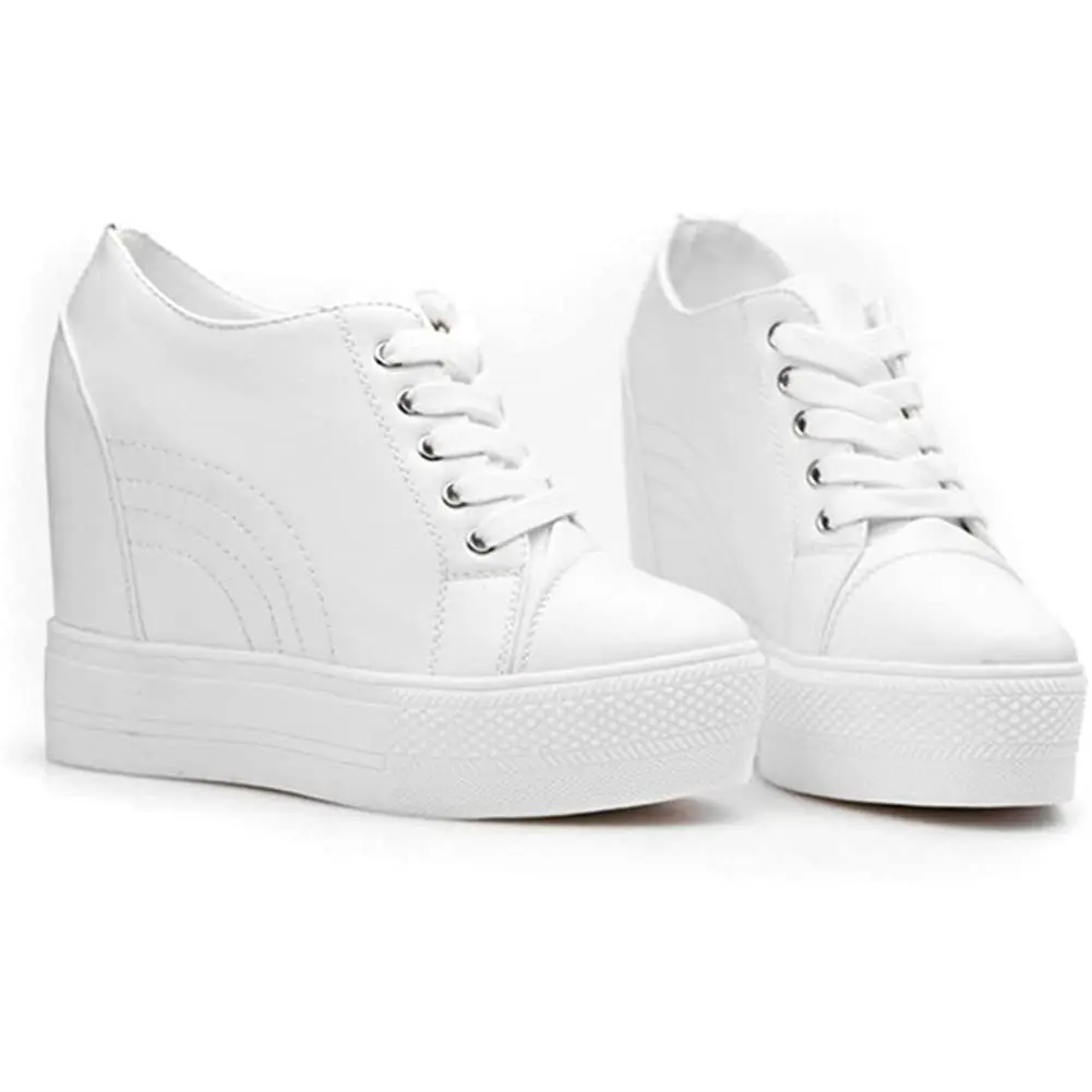 ACE SHOCK Women Wedges Sneakers with Hidden Heel 5.5 US | Fashion Wedding Shoes (White, 5.5 US) - view 3
