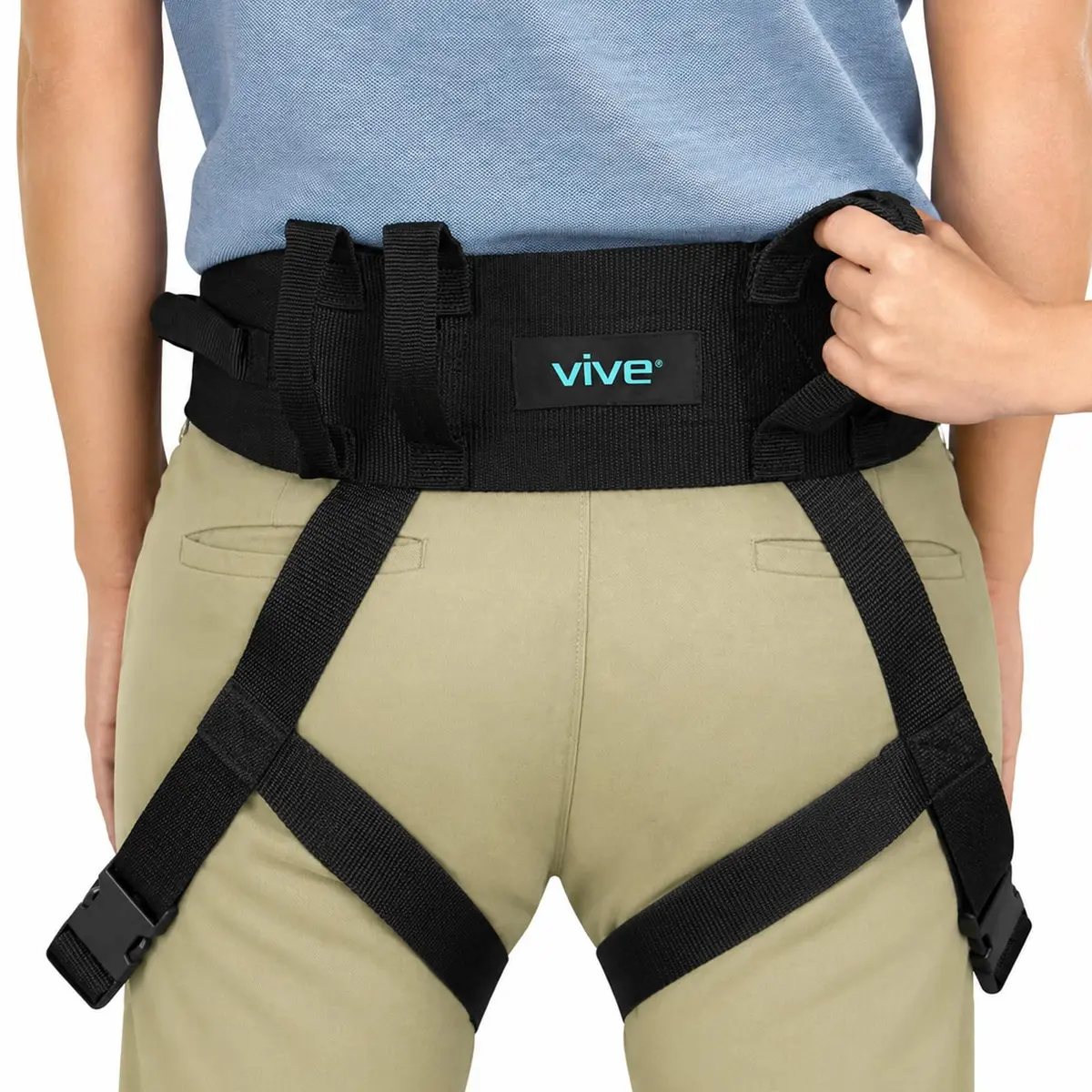Vive Transfer Belt with Leg Loops & Padded Handles - 52 Inch Adjustable Gait Belt for Patient Lifting & Mobility Support - main product image