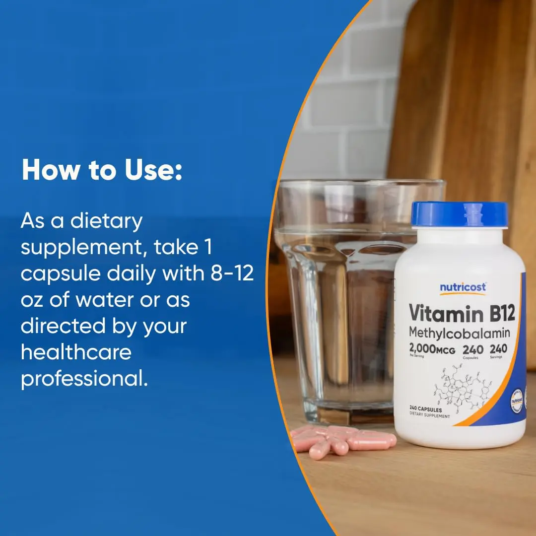 Nutricost Vitamin B12 (Methylcobalamin) 2000mcg | Gluten Free Vegetarian Supplement - view 7