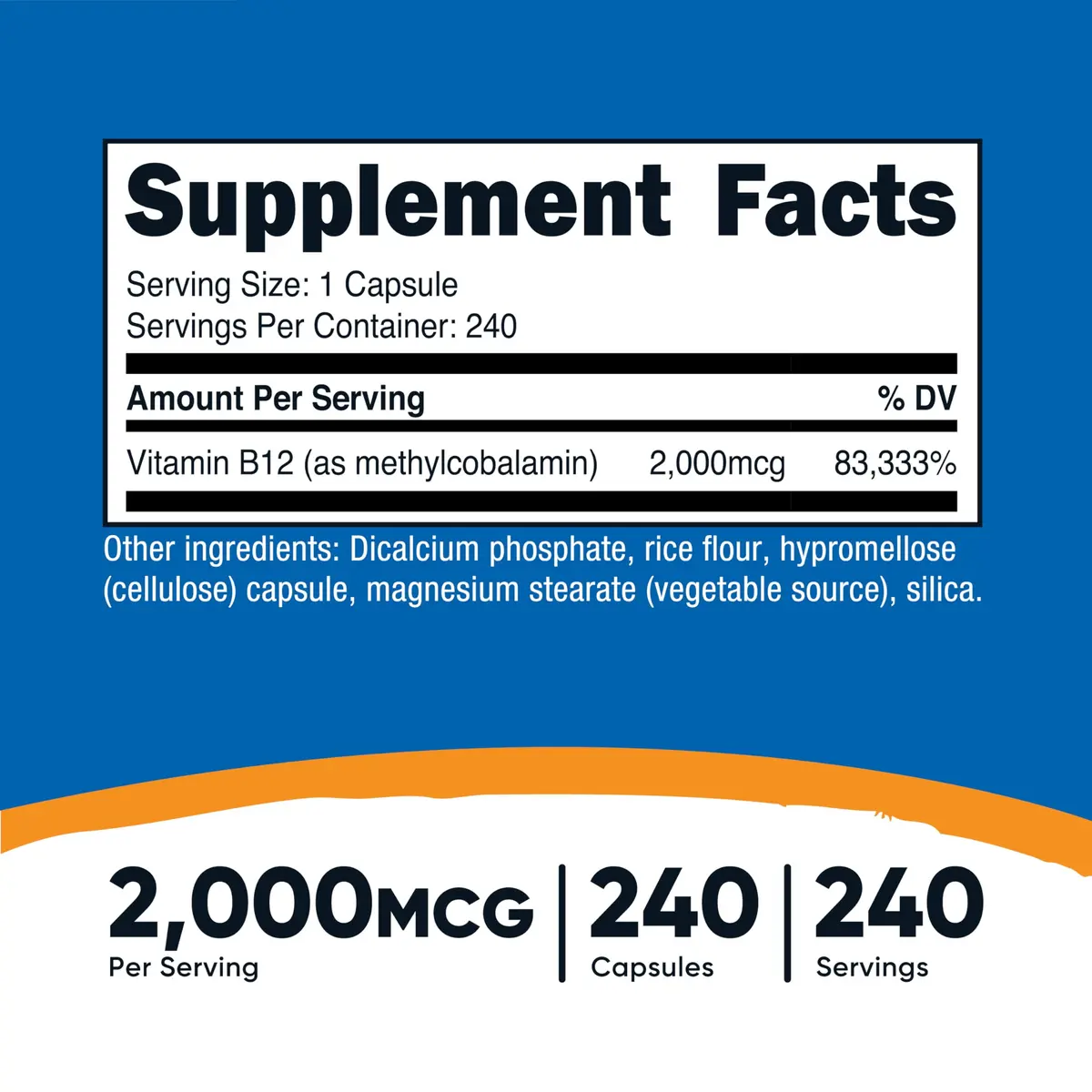 Nutricost Vitamin B12 (Methylcobalamin) 2000mcg | Gluten Free Vegetarian Supplement - view 2